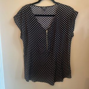 Women’s Express Polka Dot Zippered Blouse, Like New